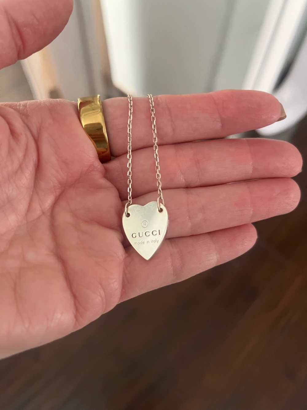 Gucci Sterling Silver Heart Tag Pendant Necklace - Picture 4 of 5